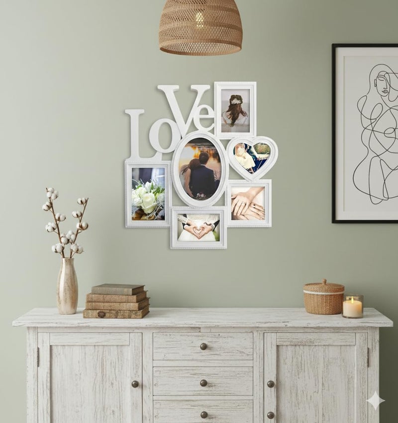 JOICE GIFT Decorative Wall Hanging Love Collage Picture Frame 6 Option, White - Image 3